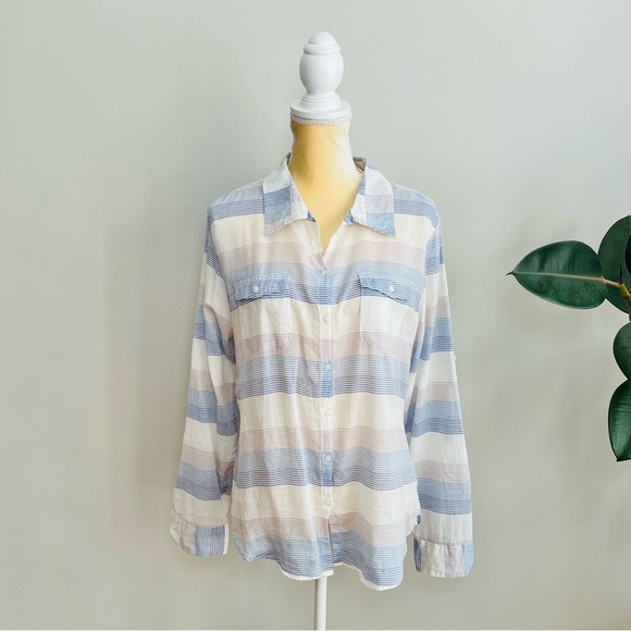 Horny Toad Womens Airbrushed Stripped Button Down shirt - Picture 1 of 8
